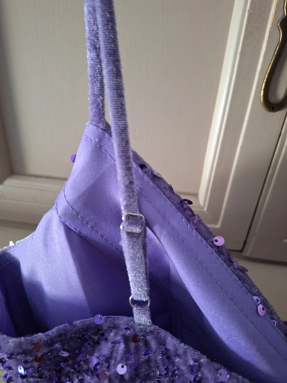 Purple Sequin Fit-and-Flare Mini Dress Size 8 - Picture 5 of 6